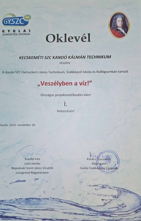 Veszélyben a víz országos projektvetélkedő